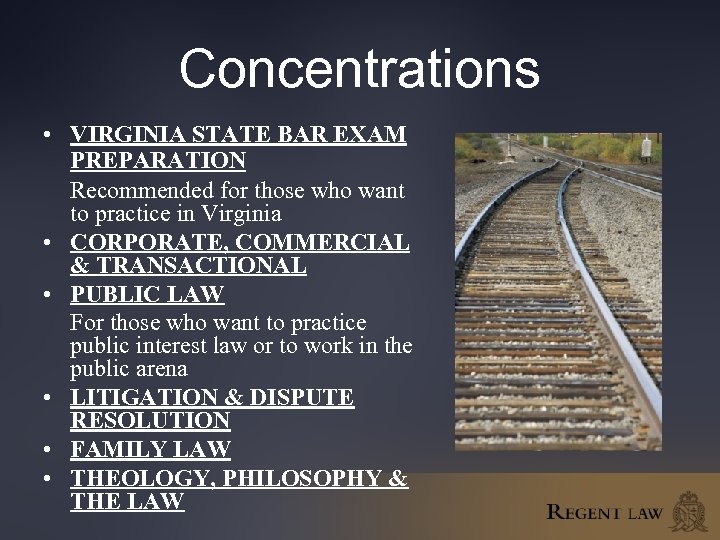 Concentrations • VIRGINIA STATE BAR EXAM PREPARATION Recommended for those who want to practice