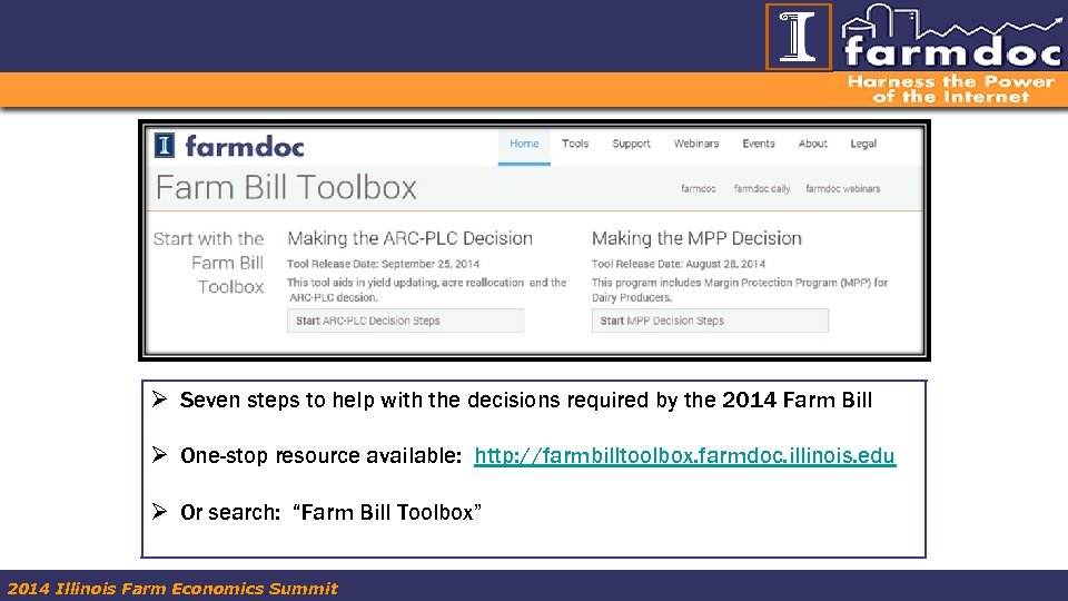 Ø Seven steps to help with the decisions required by the 2014 Farm Bill