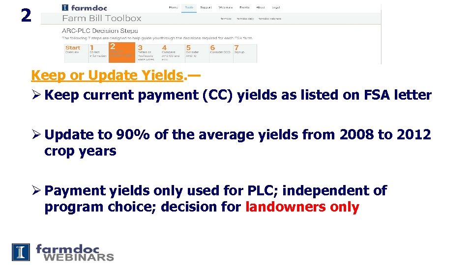 2 Keep or Update Yields. — Ø Keep current payment (CC) yields as listed