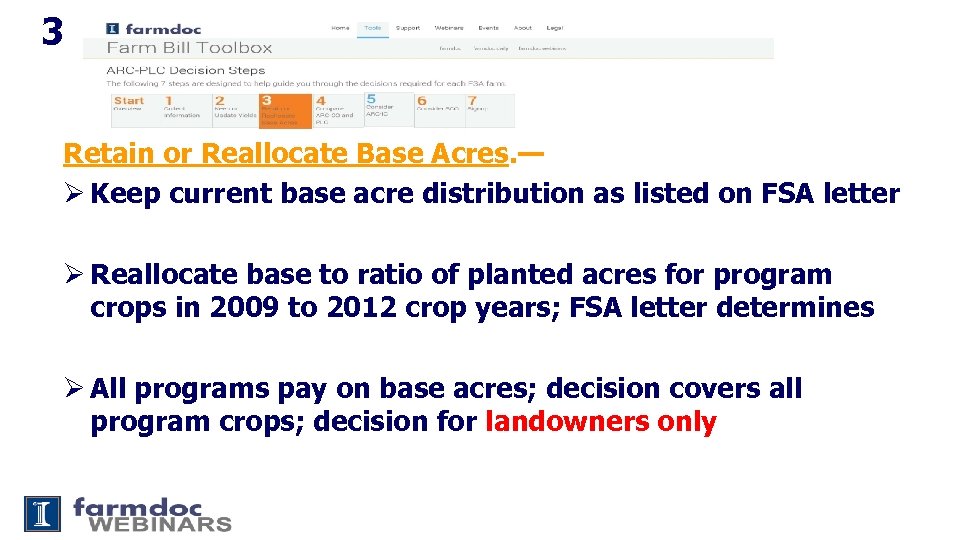 3 Retain or Reallocate Base Acres. — Ø Keep current base acre distribution as