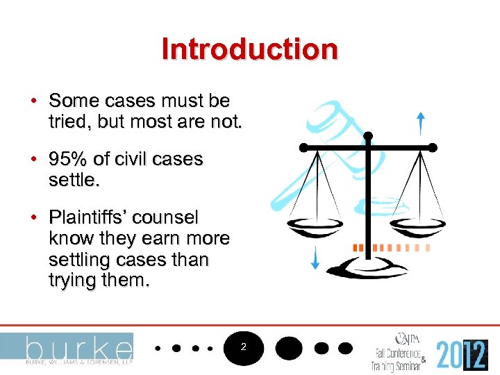 Introduction • Some cases must be tried, but most are not. • 95% of