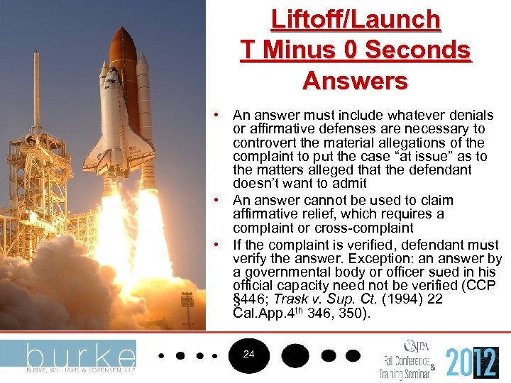 Liftoff/Launch T Minus 0 Seconds Answers • An answer must include whatever denials or