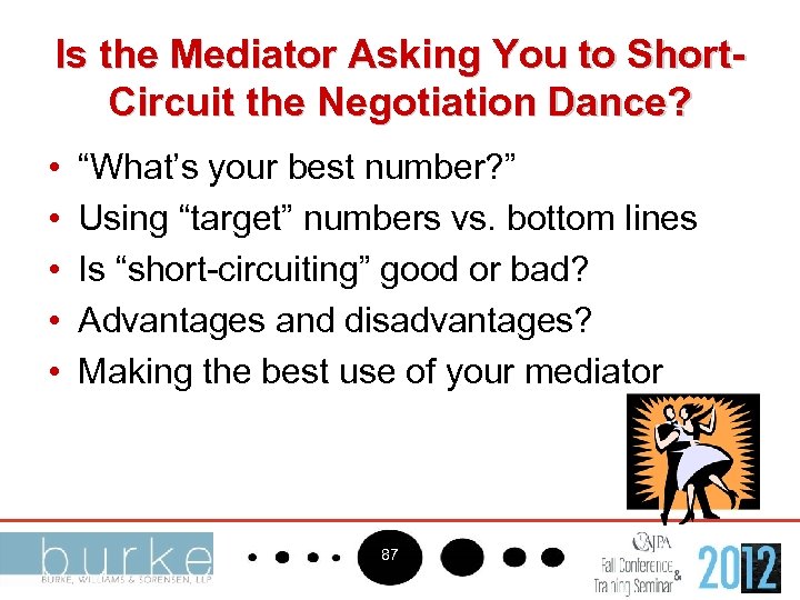 Is the Mediator Asking You to Short. Circuit the Negotiation Dance? • • •