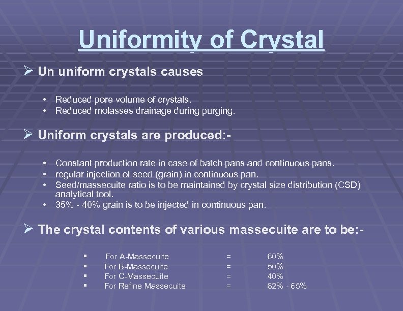 Uniformity of Crystal Ø Un uniform crystals causes • Reduced pore volume of crystals.