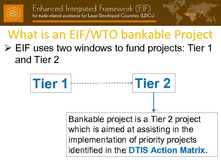 What is an EIF/WTO bankable Project Ø EIF uses two windows to fund projects: