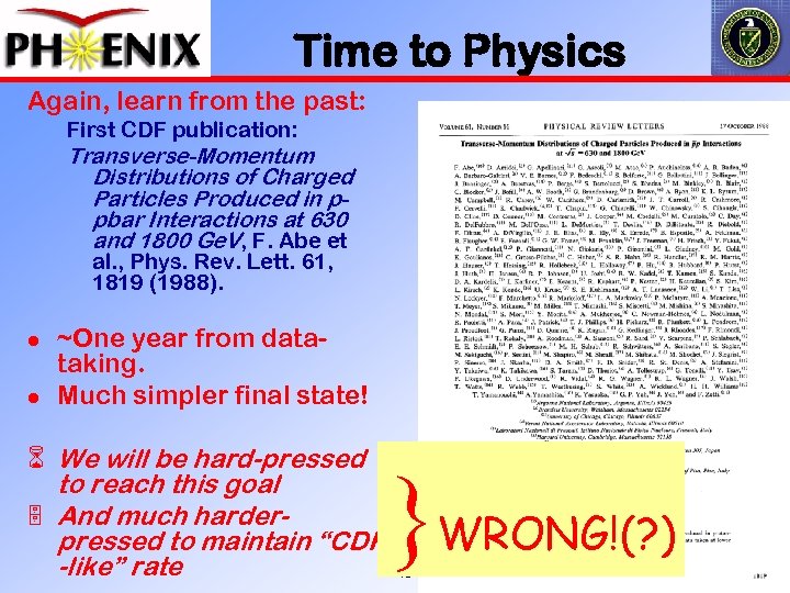 Time to Physics Again, learn from the past: First CDF publication: Transverse-Momentum Distributions of