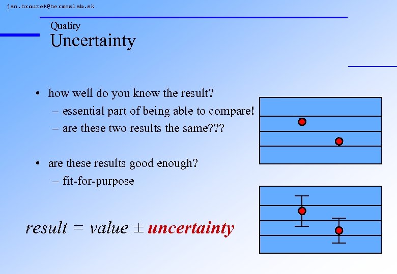 jan. hrouzek@hermeslab. sk Quality Uncertainty • how well do you know the result? –