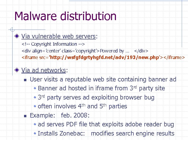 Malware distribution Via vulnerable web servers: <!-- Copyright Information --> <div align=’center’ class=’copyright’>Powered by