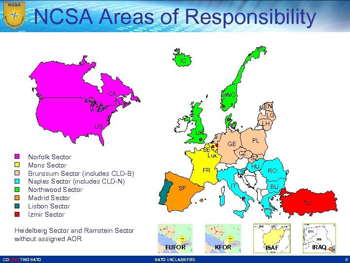 NCSA Areas of Responsibility IC CA NO EN LG LH US Norfolk Sector Mons