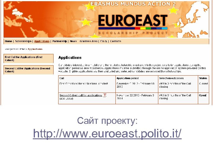 Сайт проекту: http: //www. euroeast. polito. it/ 