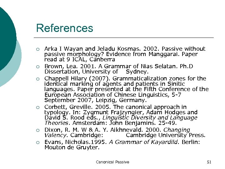 References ¡ ¡ ¡ Arka I Wayan and Jeladu Kosmas. 2002. Passive without passive