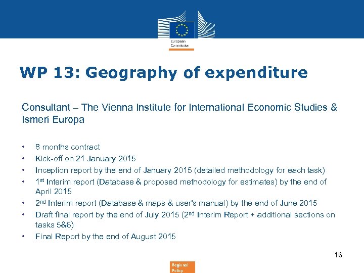 WP 13: Geography of expenditure Consultant – The Vienna Institute for International Economic Studies