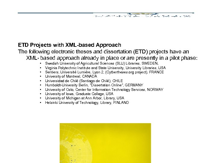 Emerging Electronic Publishing Standards and Technologies ETD Projects with XML-based Approach The following electronic