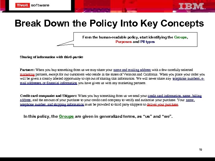 Break Down the Policy Into Key Concepts From the human-readable policy, start identifying the