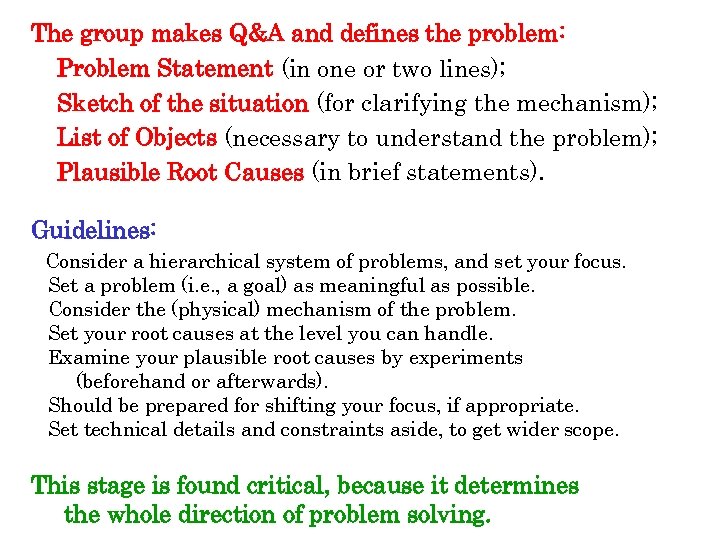 The group makes Q&A and defines the problem: Problem Statement (in one or two