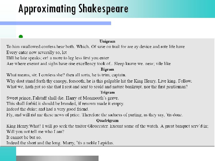 Approximating Shakespeare l 