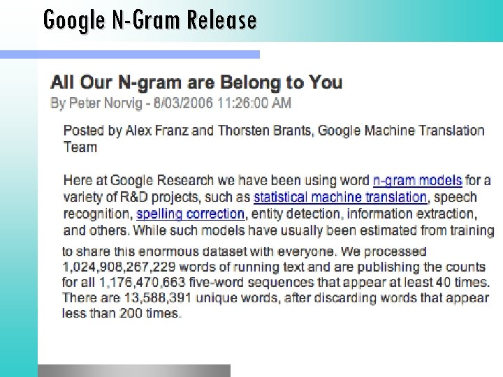 Google N-Gram Release 