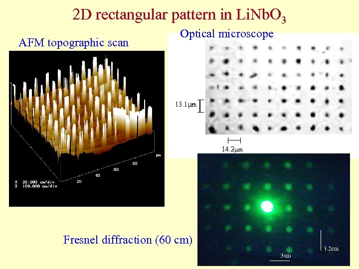 2 D rectangular pattern in Li. Nb. O 3 AFM topographic scan Optical microscope