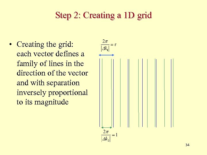 Step 2: Creating a 1 D grid • Creating the grid: each vector defines