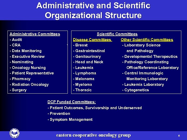 Administrative and Scientific Organizational Structure Administrative Committees - Audit - CRA - Data Monitoring