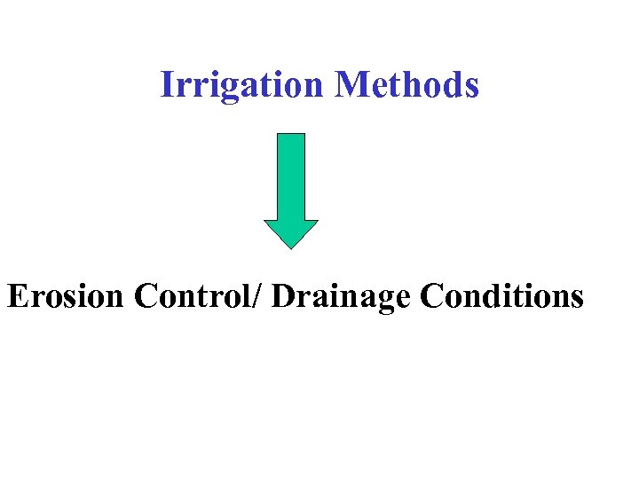 Irrigation Methods Erosion Control/ Drainage Conditions 