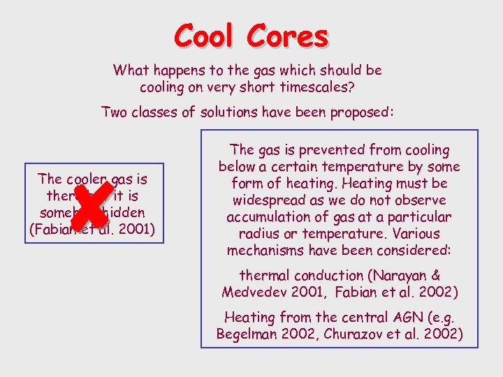 Cool Cores What happens to the gas which should be cooling on very short