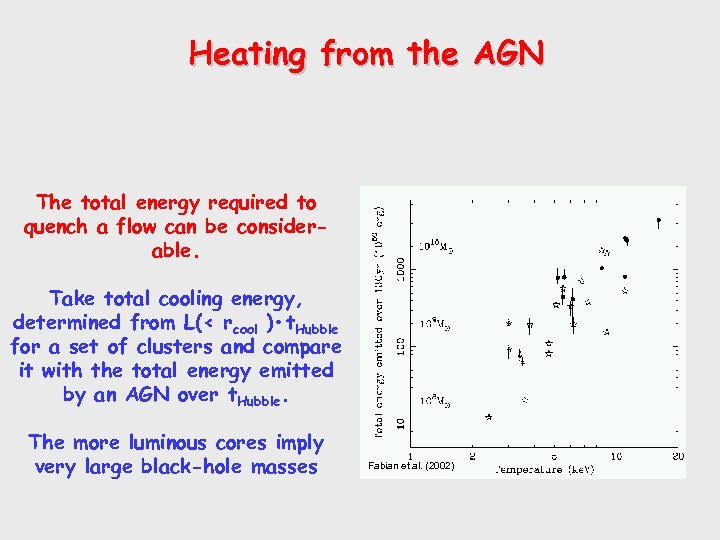 Heating from the AGN The total energy required to quench a flow can be