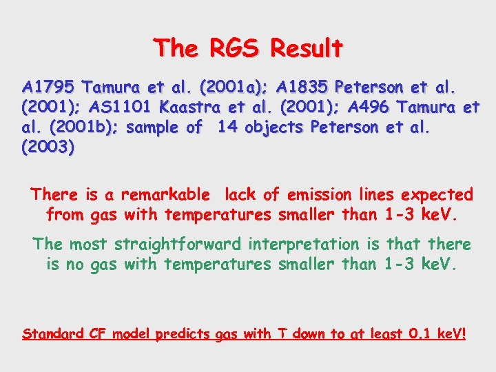 The RGS Result A 1795 Tamura et al. (2001 a); A 1835 Peterson et