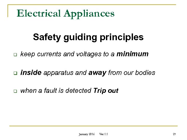 Basic Electrical Safety Faculty Of Science Health