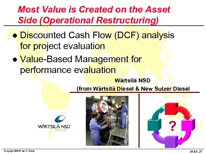 Most Value is Created on the Asset Side (Operational Restructuring) Discounted Cash Flow (DCF)