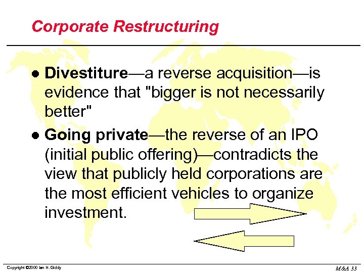 Corporate Restructuring Divestiture—a reverse acquisition—is evidence that "bigger is not necessarily better" l Going