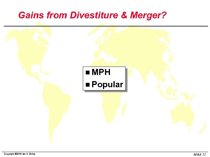 Gains from Divestiture & Merger? n MPH n Popular Copyright © 2000 Ian H.