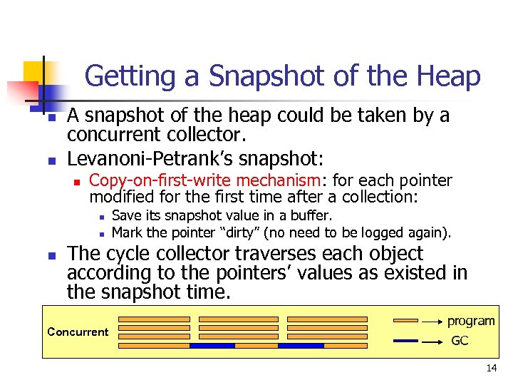 Getting a Snapshot of the Heap n n A snapshot of the heap could