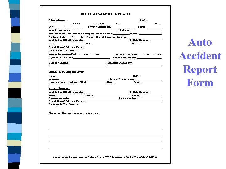 Auto Accident Report Form 