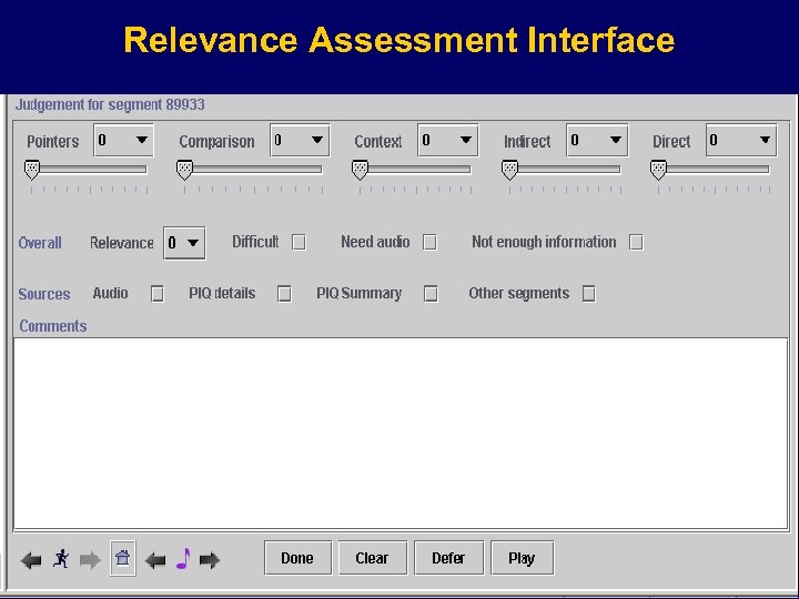 Relevance Assessment Interface 