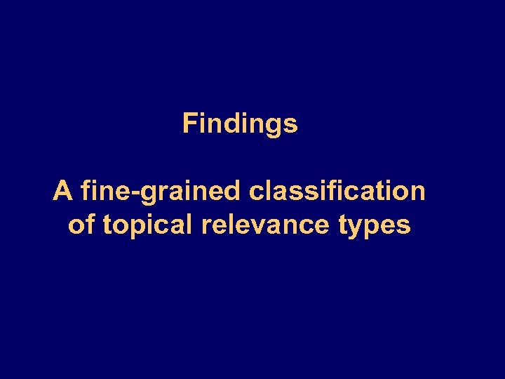 Findings A fine-grained classification of topical relevance types 