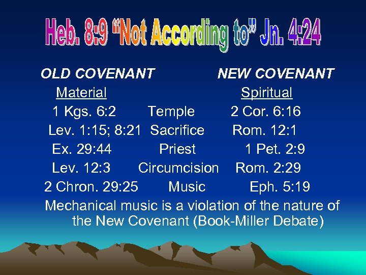 OLD COVENANT NEW COVENANT Material Spiritual 1 Kgs. 6: 2 Temple 2 Cor. 6: