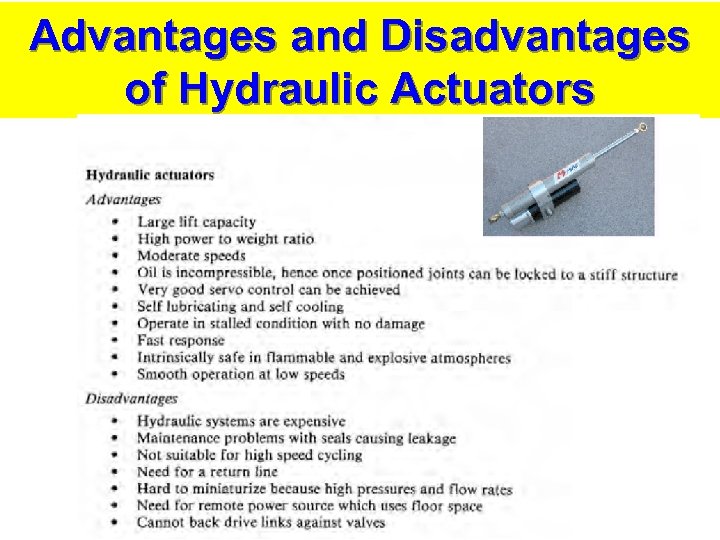 Advantages and Disadvantages of Hydraulic Actuators 