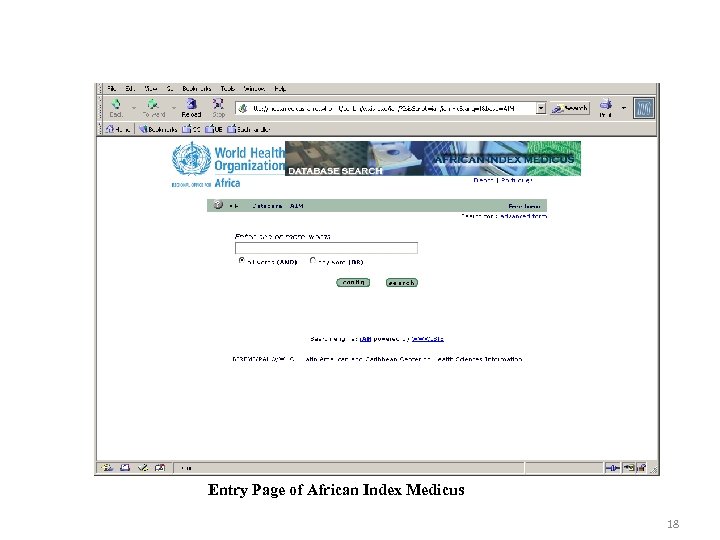 Entry Page of African Index Medicus 18 