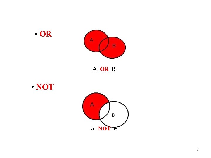  • OR A OR B • NOT A NOT B 6 