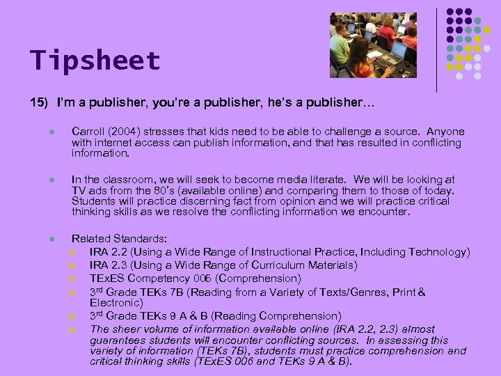 Tipsheet 15) I’m a publisher, you’re a publisher, he’s a publisher… l Carroll (2004)