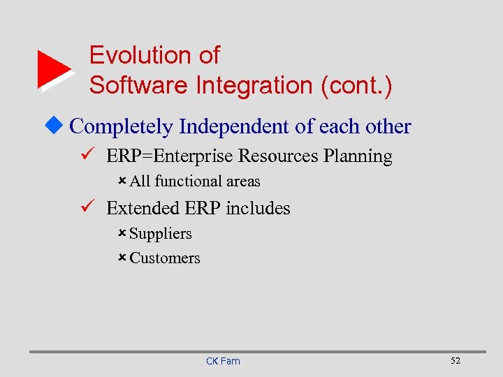 Evolution of Software Integration (cont. ) u Completely Independent of each other ü ERP=Enterprise