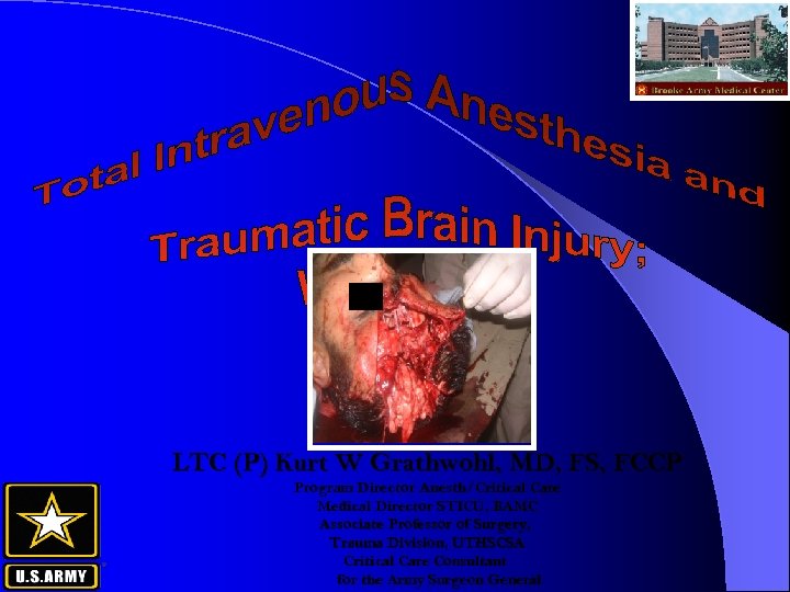 LTC (P) Kurt W Grathwohl, MD, FS, FCCP Program Director Anesth/Critical Care Medical Director