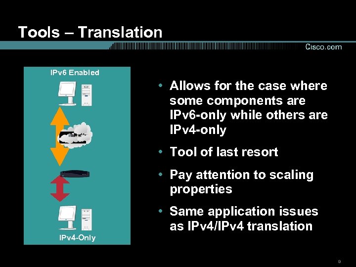 Tools – Translation IPv 6 Enabled • Allows for the case where some components
