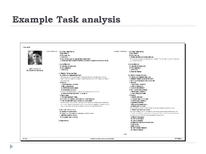 Example Task analysis 