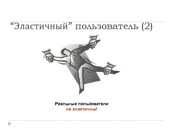 “Эластичный” пользователь (2) Реальные пользователи не эластичны! 