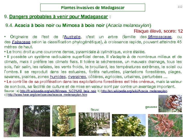 Plantes invasives de Madagascar 112 9. Dangers probables à venir pour Madagascar : 9.