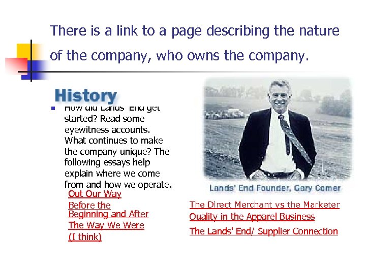 There is a link to a page describing the nature of the company, who