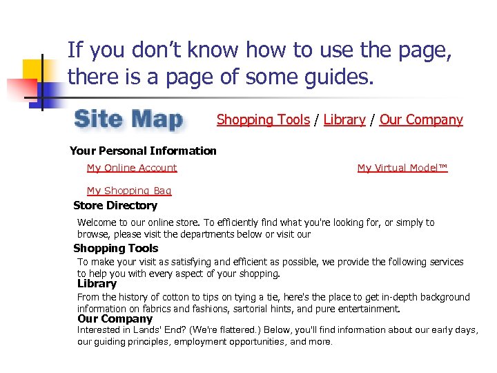 If you don’t know how to use the page, there is a page of