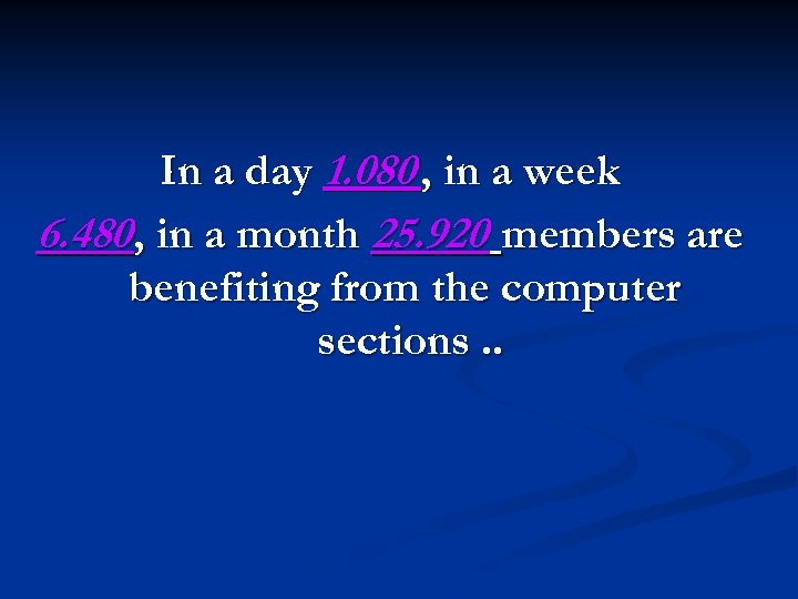 In a day 1. 080 , in a week 6. 480 , in a